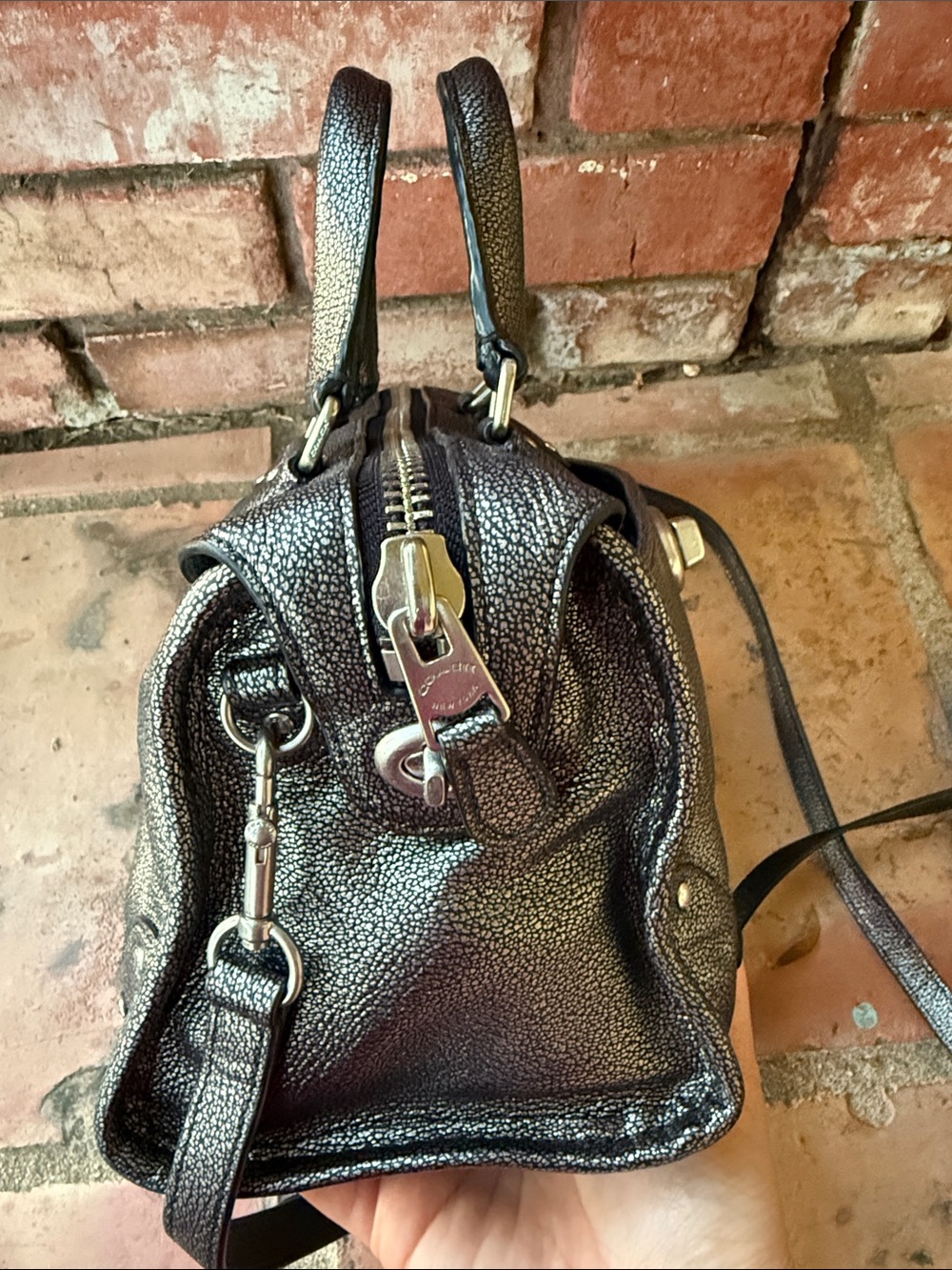 Coach Gunmetal Metallic Rhyder 24 crossbody- no hang tag! - Picture 5 of 13